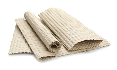 Pieces of cardboard on white background