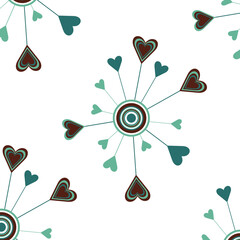 seamless pattern white mint chocolate circles and hearts vector