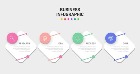 Infographic design with icons and 4 options or steps. Thin line vector. Infographics business concept. Can be used for info graphics, flow charts, presentations, web sites, banners, printed materials.