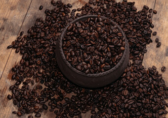 cafe recolectado en un jarrón 