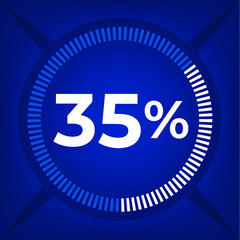 35 percent count on dark blue background