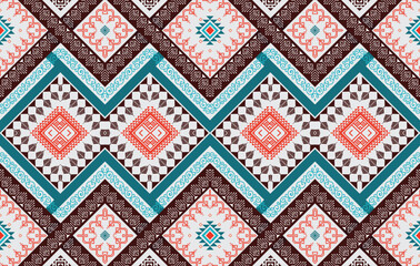 Geometric Indian ethnic pattern. Aztec fabric carpet mandala ornament boho chevron textile decoration wallpaper. Tribal traditional embroidery oriental vector illustrations background.