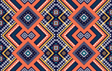 Geometric Indian ethnic pattern. Aztec fabric carpet mandala ornament boho chevron textile decoration wallpaper. Tribal traditional embroidery oriental vector illustrations background.