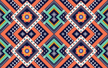 Geometric Indian ethnic pattern. Aztec fabric carpet mandala ornament boho chevron textile decoration wallpaper. Tribal traditional embroidery oriental vector illustrations background.