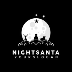 vector illustration of santa looking at the moon