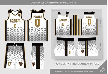 abstract polygon black, grey and gold basketball jersey template
