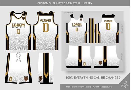abstract turing white, black and gold basketball jersey template Stock  Vector | Adobe Stock