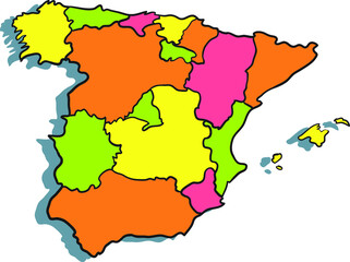 catoon hand drawn map of spain