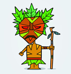 geometric drawing of a witch doctor with a mask