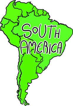 cartoon map of south america