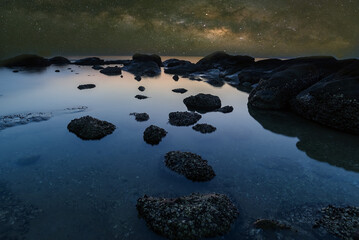 The Milky Way , beautiful magic landscape sunset