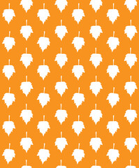 Vector seamless pattern of hand drawn doodle sketch autumn leaves silhouette isolated on orange background