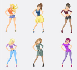 Fototapeta premium Outfit Girls Cartoon Pack. Illustration Vector