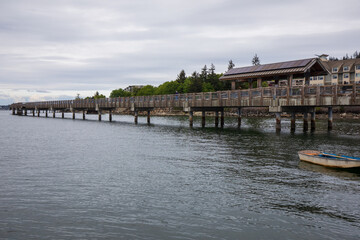 Bellingham, Washington, USA - May 7 2021: Pier at Fairhaven Bellingham.