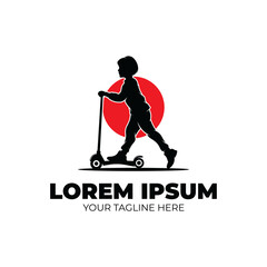 Obraz premium Kids play scooter logo design