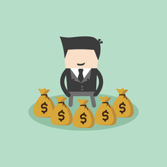 illustration vector graphic of  successful business doodle character