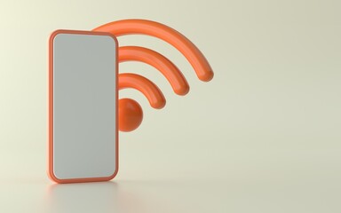 3D Illustration of phone with signal icon