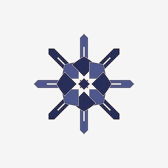 Blue compass isolated on white.Mandala,ornament,geometric template design