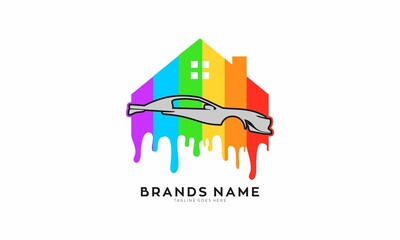 Fototapeta premium Car paint house vector logo