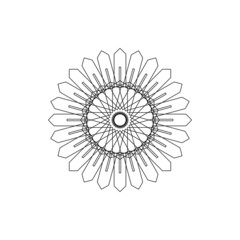 Abstract floral ornament,Sun flower geometric black and white colour.