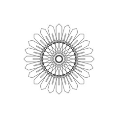 Abstract floral ornament,Sun flower geometric black and white colour.