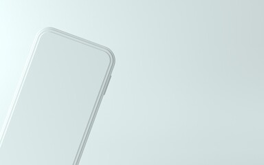 3D white phone illustration with blank screen
