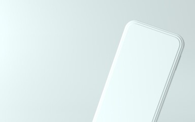 3D white phone illustration with blank screen