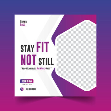 Fitness Web Banner Template, Gym Social Media Post