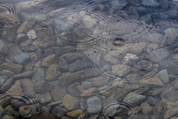 Beautiful clear, pristine lake in northern Canada during summer time with rocks, water ripples. Great background, desktop picture, calm, serene. 