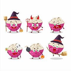 Halloween expression emoticons with cartoon character of basmati rice