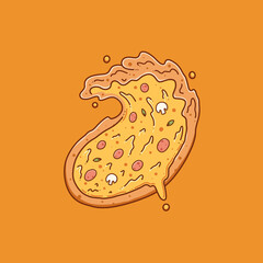 hand drawn pizza illustration design vector