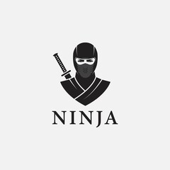 Ninja warrior mascot logo vector, vector illustration