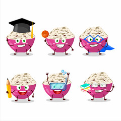 School student of basmati rice cartoon character with various expressions