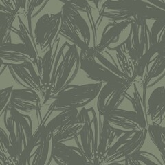 Fototapeta premium Floral Brush strokes Seamless Pattern Background