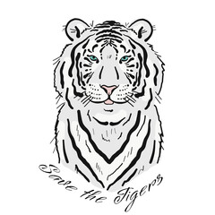 White Tiger art portrait for your design. Stylish poster. Symbol of year 2022