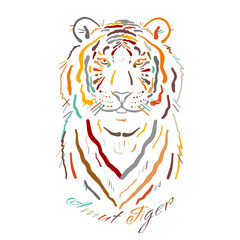 White Tiger art portrait for your design. Stylish poster. Symbol of year 2022