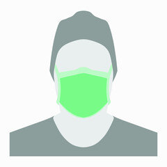 Surgical Mask Profile silhouette picture avatar. Virus Protection. Breathing Respirator Mask. Health Care Concept. Vector Illustration