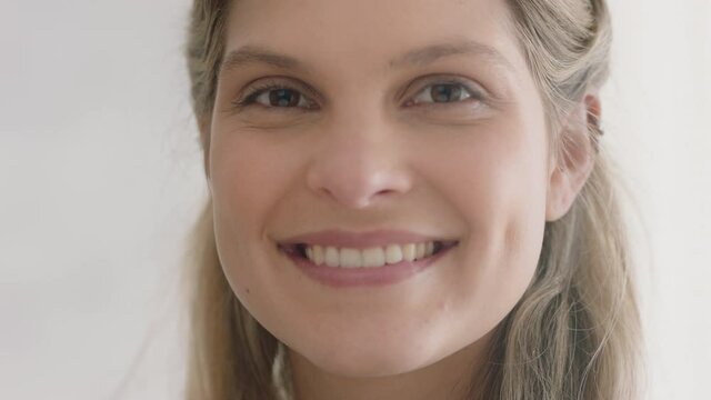 portrait beautiful caucasian woman smiling happy feminine beauty concept 4k footage