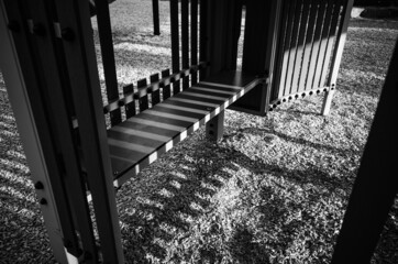 Black and white bench