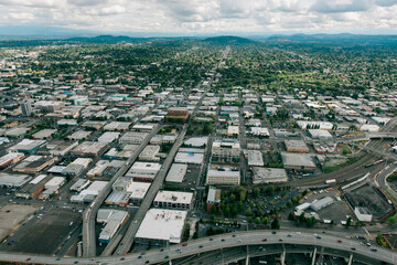 Aerial photography of Portland, Oregon.
