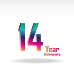 14th anniversary event party. Vector illustration. numbers template for Celebrating.