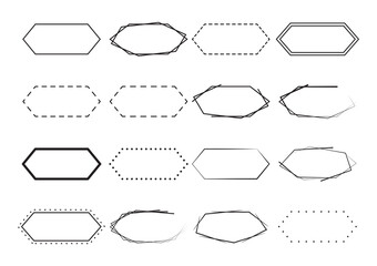 Fototapeta premium Set of hexagon border background. geometric frames decoration elements design.