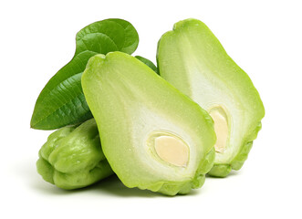 Chayote on white background 