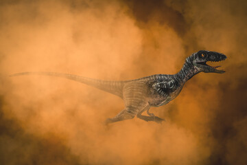 Velociraptor  ,dinosaur on smoke background