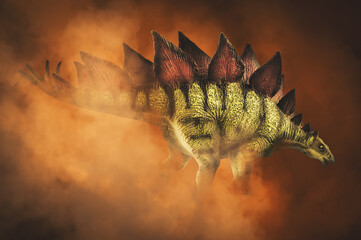 Stegosaurus , dinosaur on smoke background