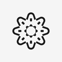 Star ornament, black and white floral pattern