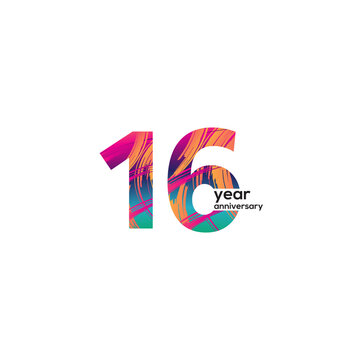 16th anniversary event party. Vector illustration. numbers template for Celebrating.