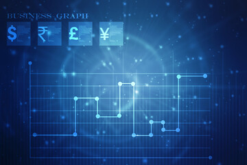 Business Growth graph on technology background, Futuristic raise arrow chart digital transformation abstract technology background. Big data and business growth currency stock and investment economy	