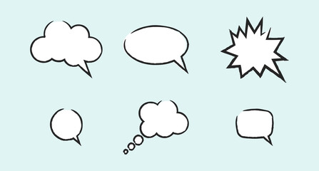 Set of cute doodle blank speech bubbles Premium Vector