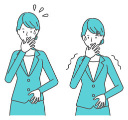 焦る、怖がる　スーツを着た女性